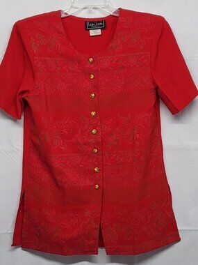 Vintage Leni Leni Womens Top Blouse Sze 10 Floral Boho Short Sleeve Button Up